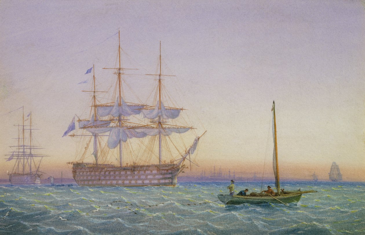 H.M. Fregatter ved Anker af John and William Joy