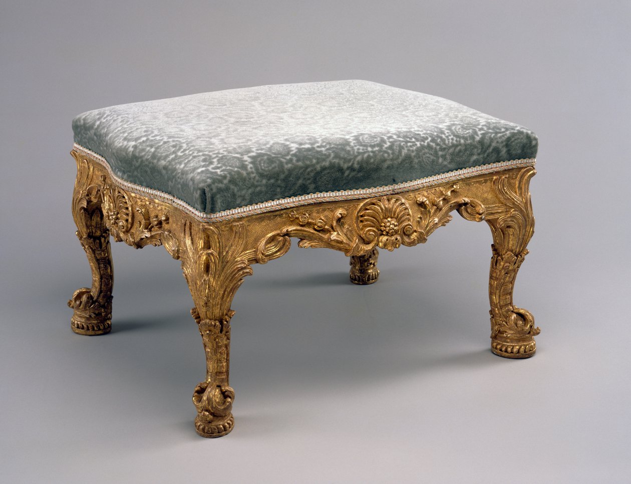 Taburet, ca. 1757 (kalktræ, forgyldt og polstring) af John attr.to Vardy
