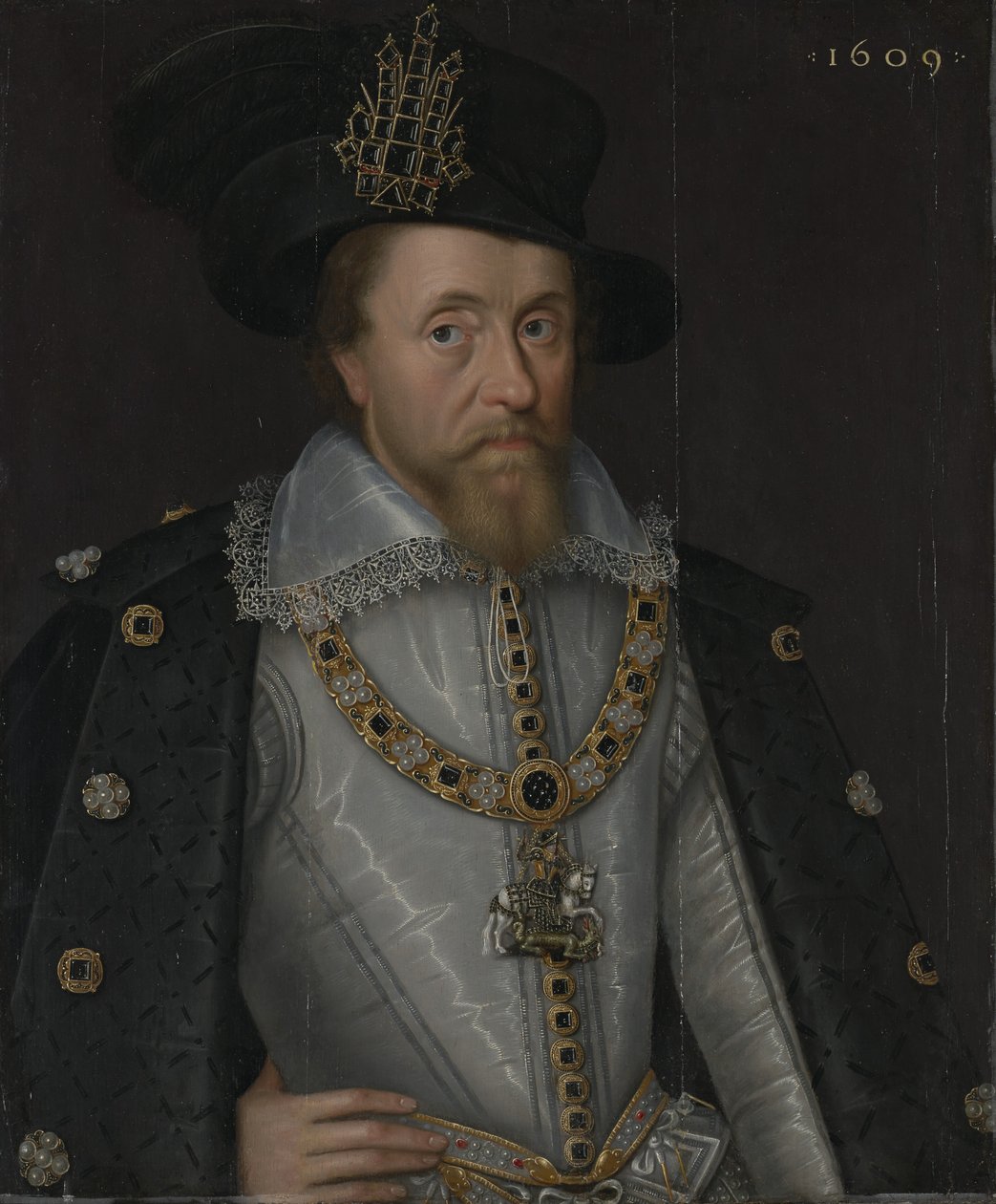 Kong James I af England og VI af Skotland (1566-1625) af John de Critz