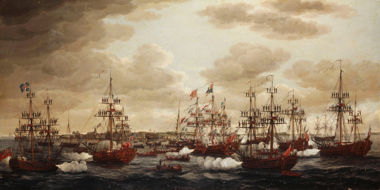 Prinsesse Charlottes landgang i Harwich i 1761, 1762 af John the Elder Cleveley