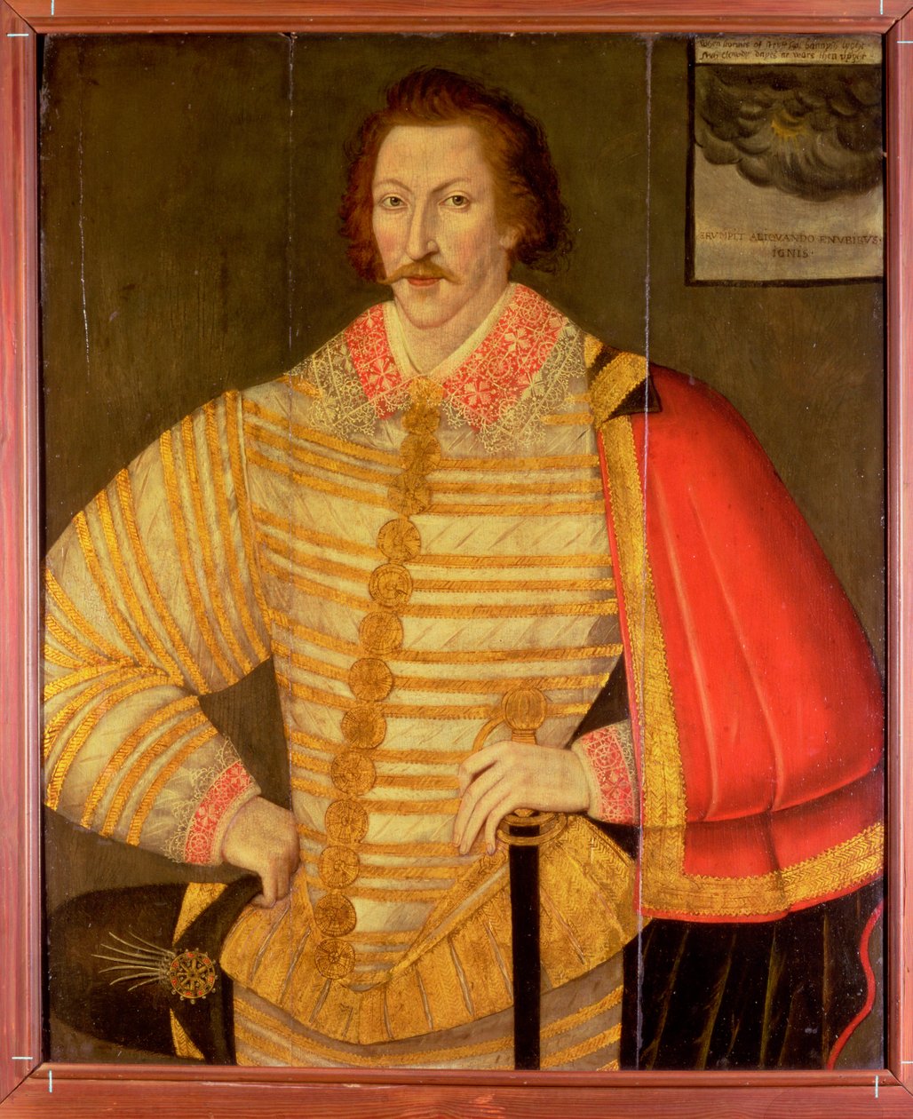 Portræt af en gentleman, menes at være engelsk navigatør Thomas Cavendish af John the Younger Bettes
