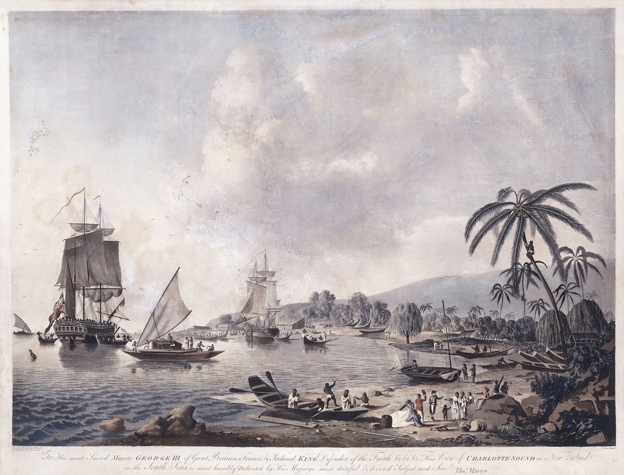 Udsigt over Matavai Bay, Tahiti, 1787 af John the Younger Cleveley
