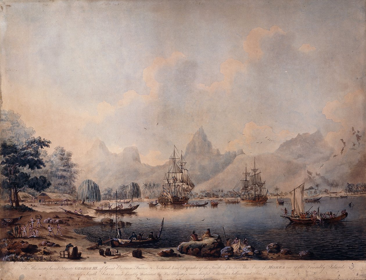 Udsigt over Moorea, 1787 af John the Younger Cleveley