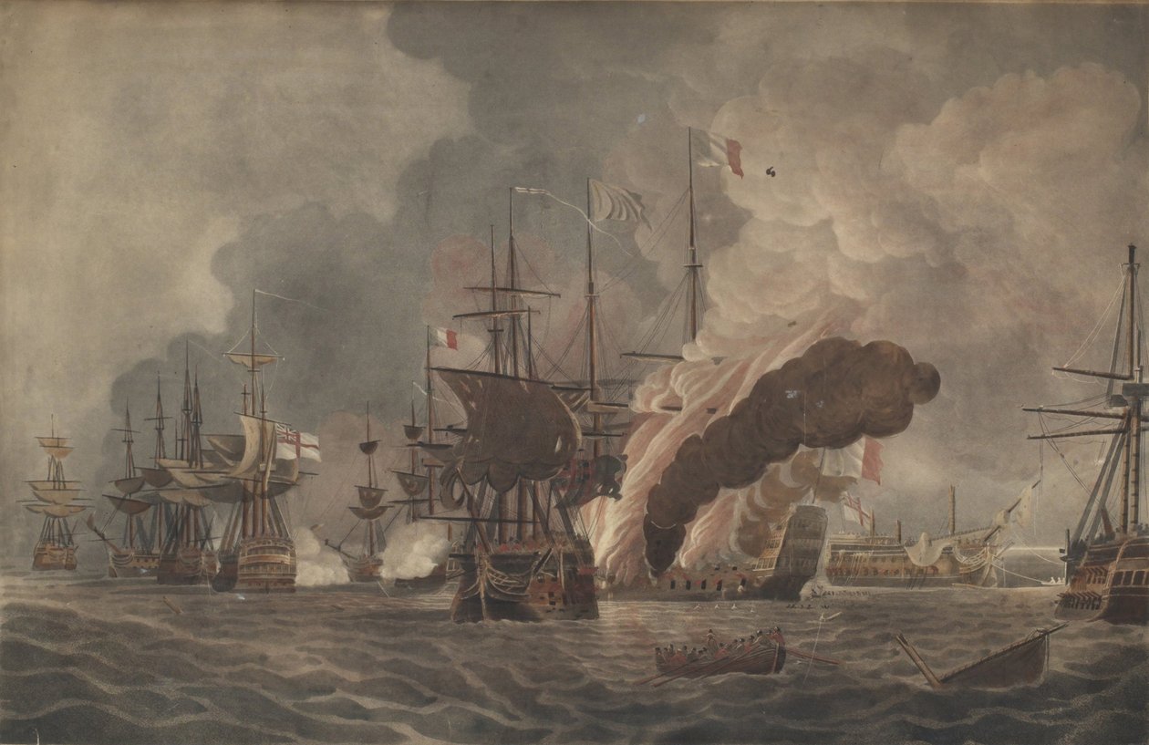 Slaget ved Nilen, ca. 1800 af John william Edy
