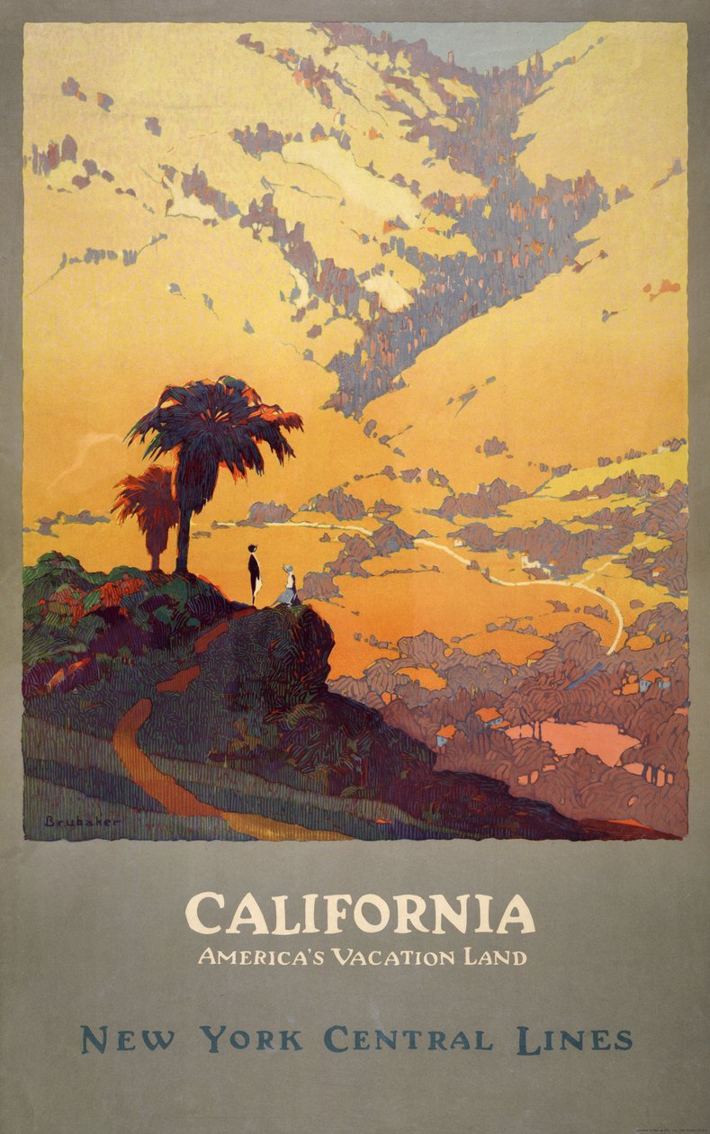 Rejseplakat for Californien af Jon O. Brubaker