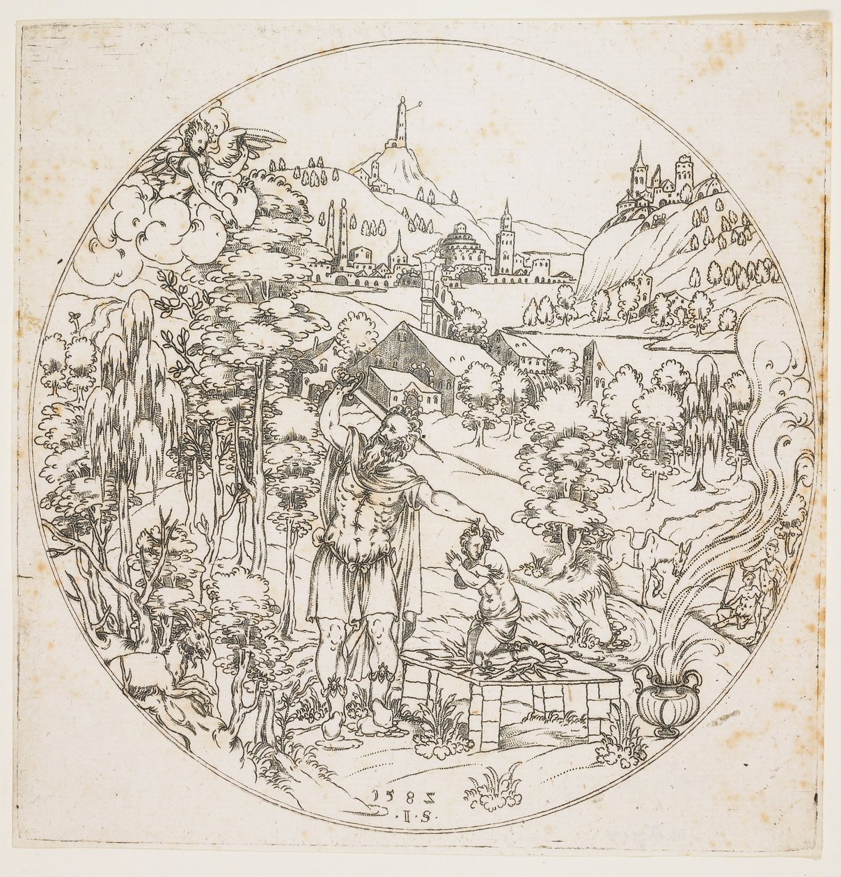 Abrahams offer, 1585 (stempelgravering) af Jonas Silber