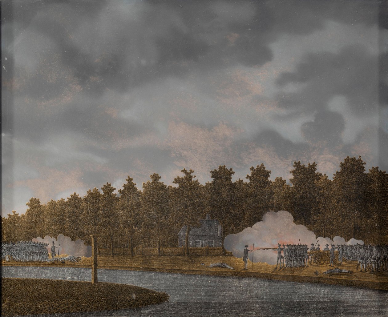 Brandveksling på Vaartse Rijn ved Jutphaas, 1787-88 (glas) af Jonas Zeuner