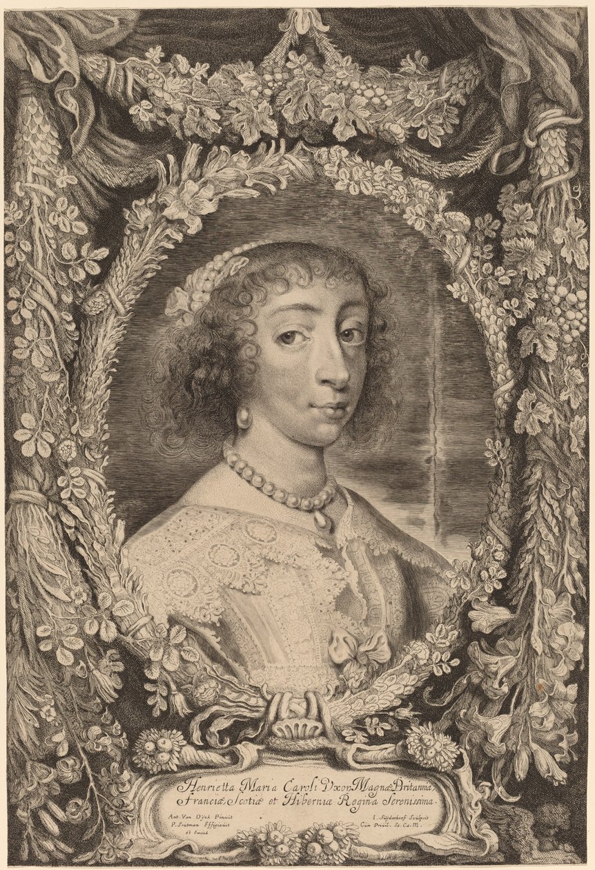 Henrietta Maria, dronning af England af Jonas Suyderhoff after Sir Anthony van Dyck