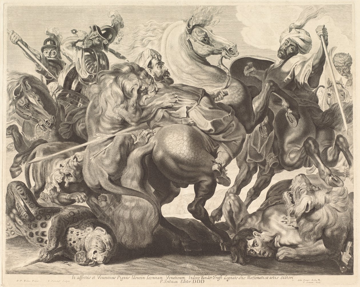 En Løvejagt af Jonas Suyderhoff after Sir Peter Paul Rubens