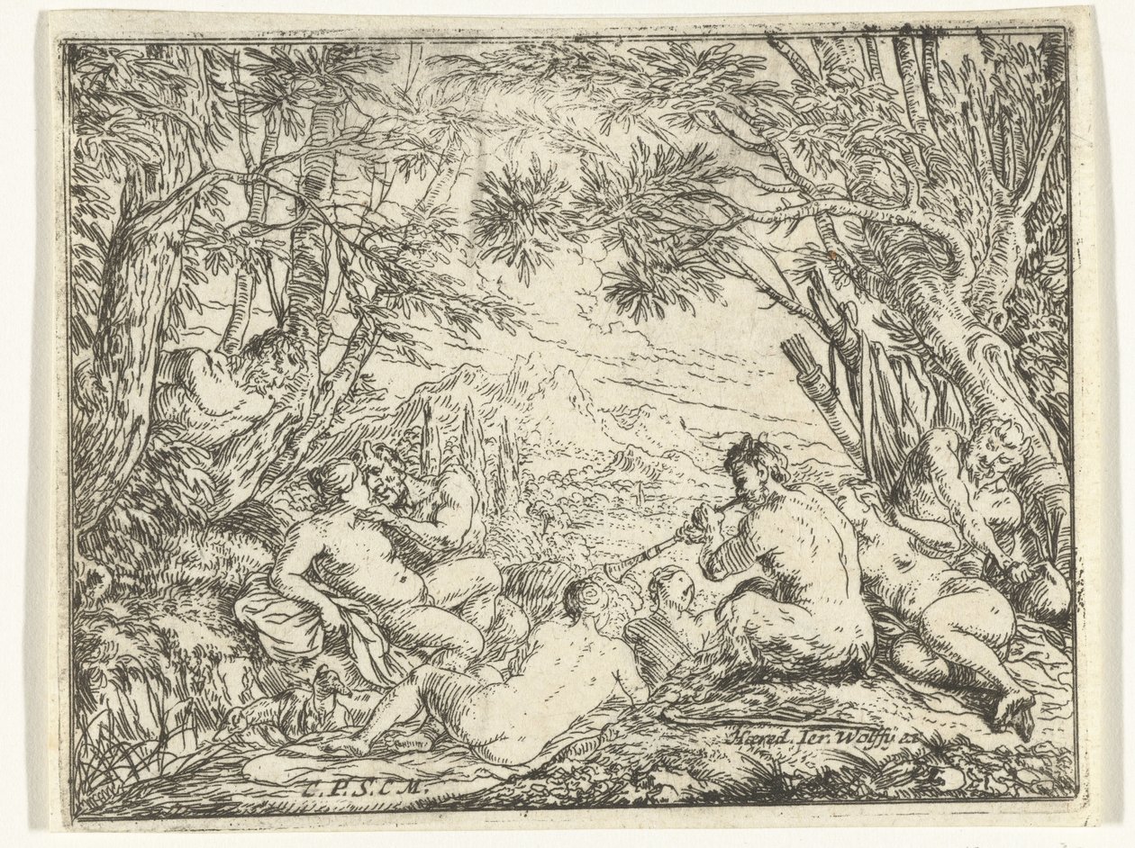 Satyrer og nymfer i en skov af Jonas Umbach