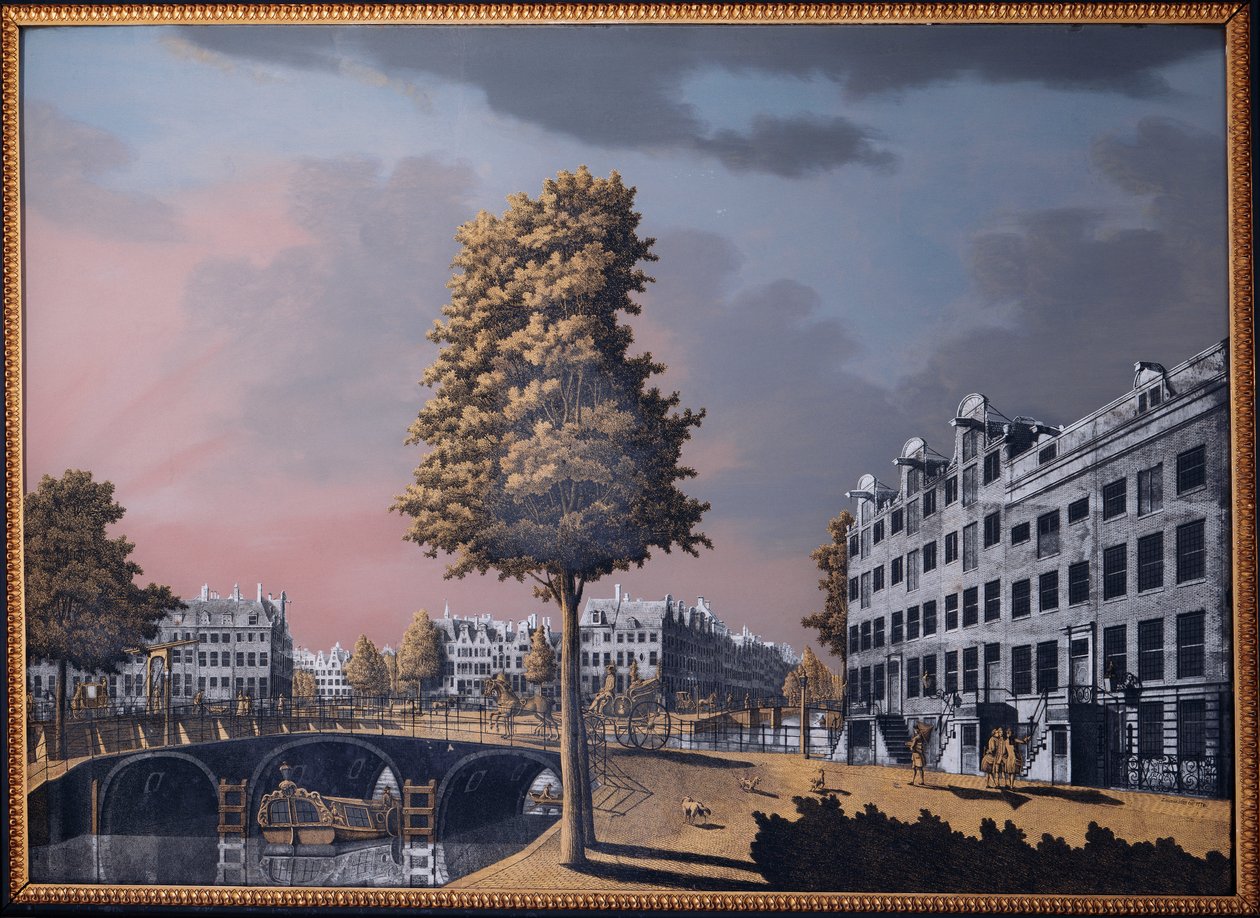 En udsigt over Herengracht med udsigt over Binnenamstel og Nieuwe Herengracht, Amsterdam, 1776 af Jonas Zeuner
