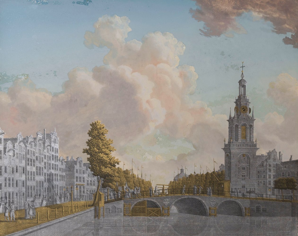 Udsigt over tårnet kaldet Jan Roodenpoortstoren og Singel-kanalen i Amsterdam af Jonas Zeuner