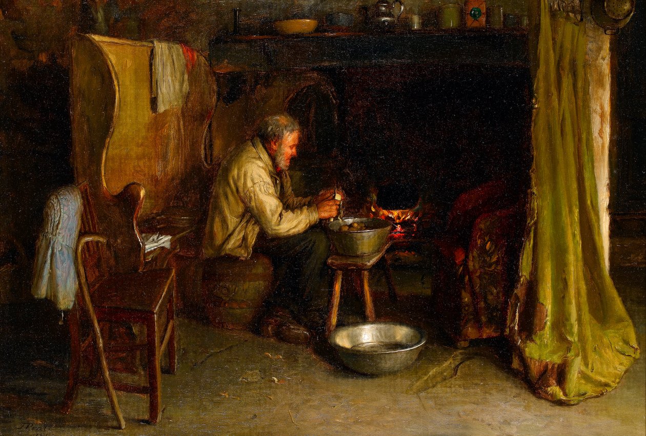 Skrælning af kartofler, 1900 af Jonathan Pratt