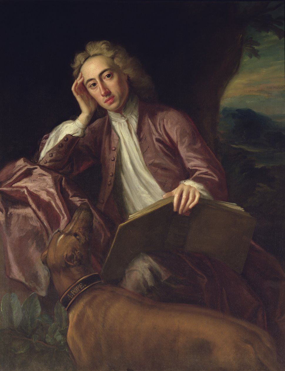 Alexander Pope og hans hund, Bounce, ca. 1718 af Jonathan Richardson