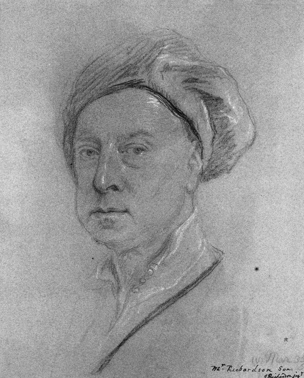 Selvportræt, 1734-35 (kridt på papir) af Jonathan Richardson