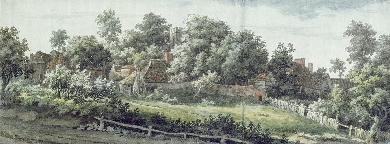 Harbledown, nær Canterbury, 1757 (wc med pen og gråt blæk over grafit på papir) af Jonathan Skelton