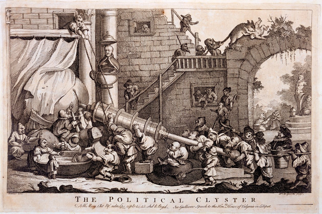 The Political Clyster, tryk lavet af William Hogarth, 1757 af Jonathan Swift