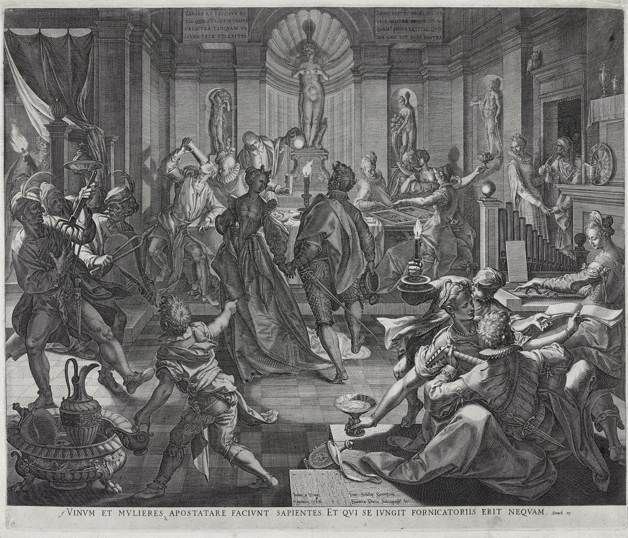 A House of Ill-Fame, graveret af Johannes Sadeler I af Joos or Jodocus van (after) Winghe