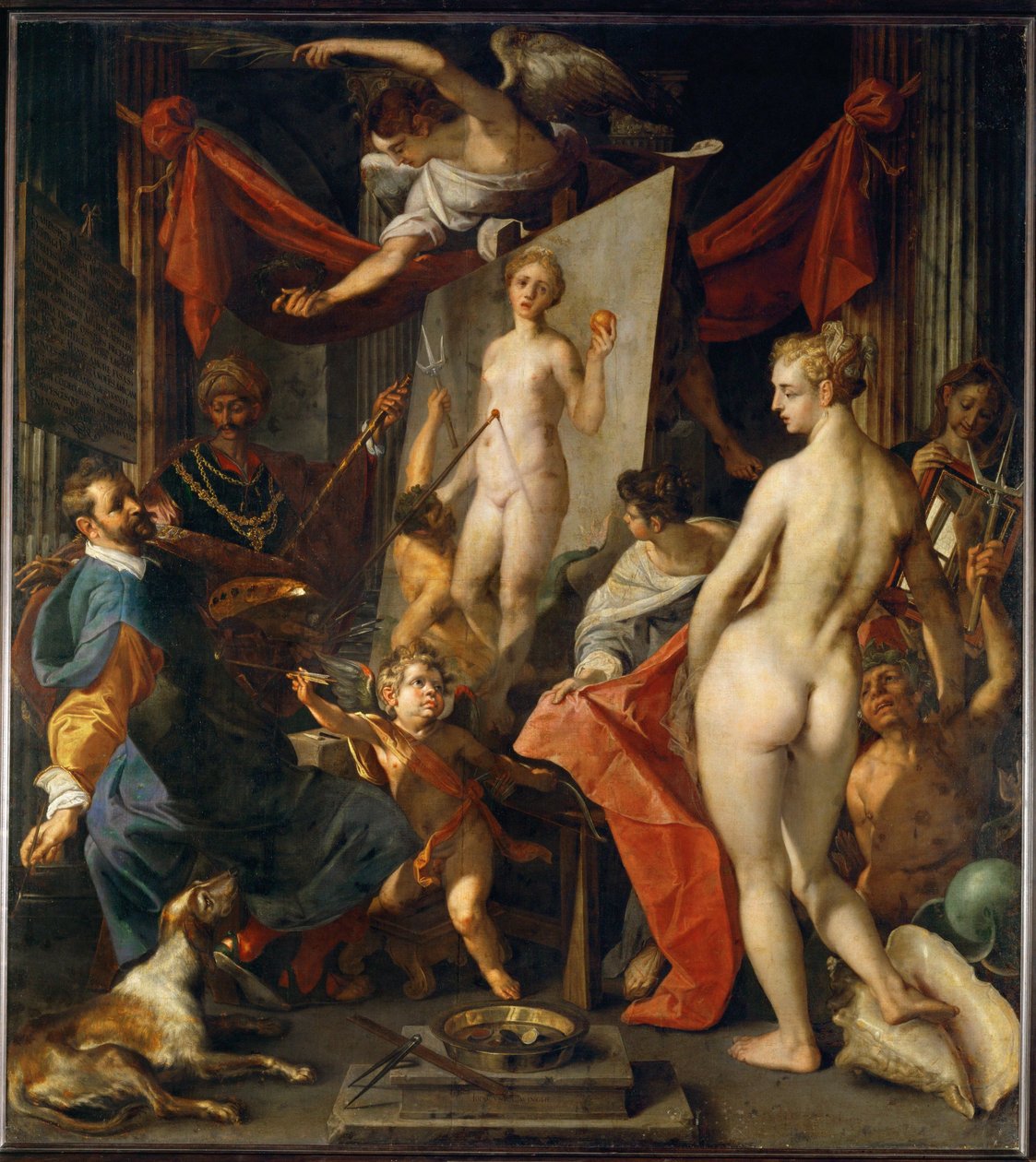Apelles maler Campaspe I ... (maleri på lærred) af Joos or Jodocus van Winghe