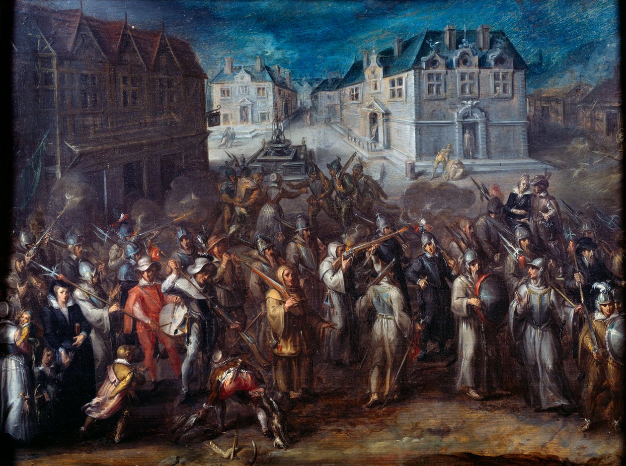 Religiøse krige mellem katolikker og protestanter: "" Procession af Ligaen i 1590 eller 1593"". Maleri af Joos Van Winghe (1544-1603), Holland af Joos or Jodocus van Winghe