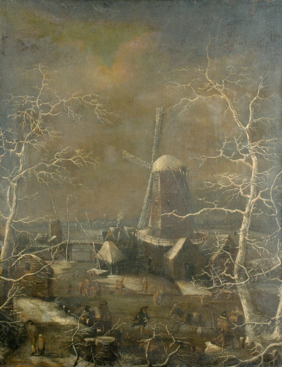 Winter Scene, ca. 1600 (olie på lærred) af Joos or Josse de The Younger (attr. to) Momper