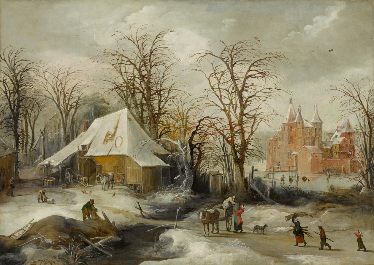Vinterlandskab, omkring 1625-1630 (olie på lærred) af Joos or Josse de The Younger Momper