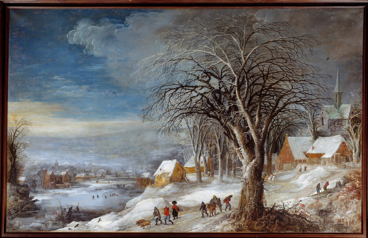 Vinterlandskab. Maleri af Josse II Momper (1564-1635) Ec. Flam. af Joos or Josse de The Younger Momper