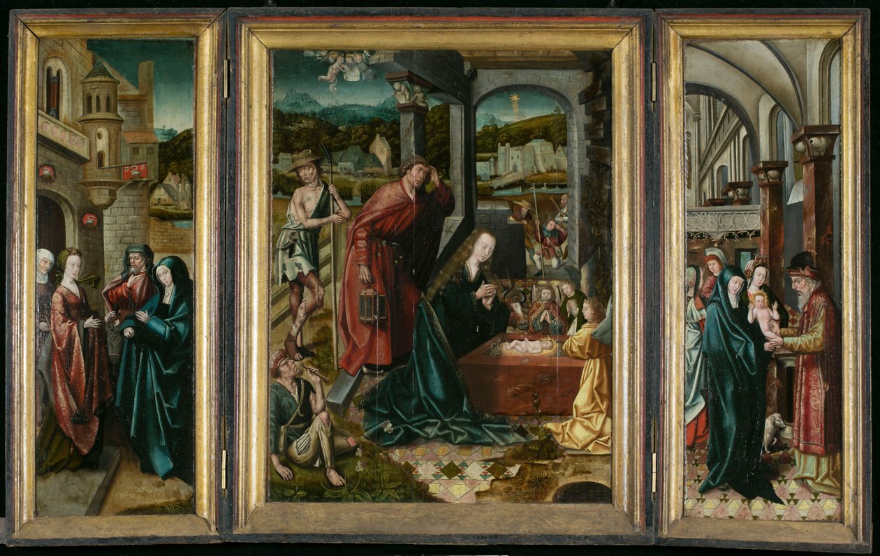Triptykon fra Betlehem, omkring 1540 (maleri på træ) af Joos van (attr. to) Cleve
