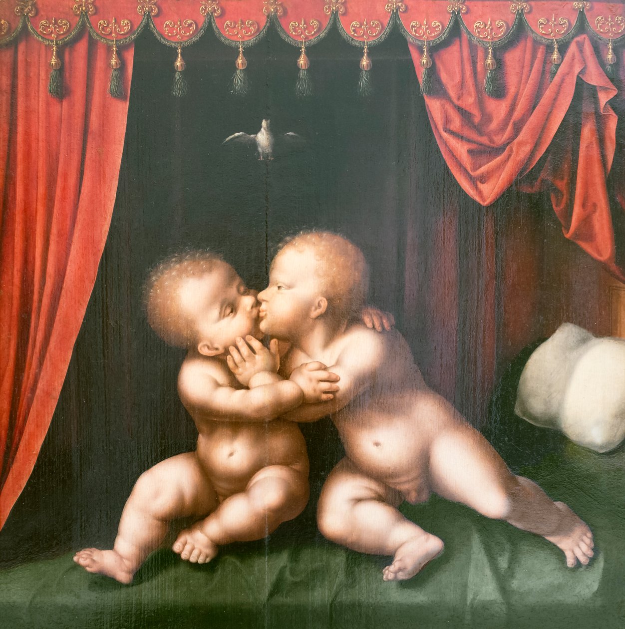 Hellige spædbørn St. Johannes Døberen og Kristus omfavner af Joos van Cleve
