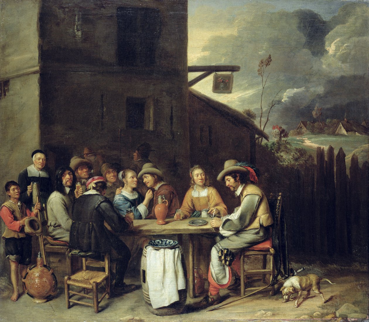 Ledsager hyler foran et værtshus, 1640-50 af Joos van Craesbeeck