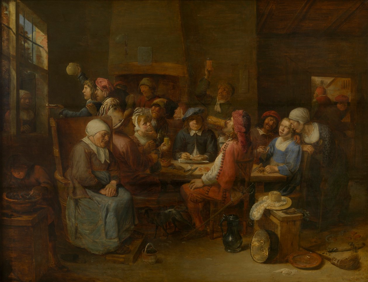 Flemish Tavern (olie på panel) af Joos van Craesbeeck