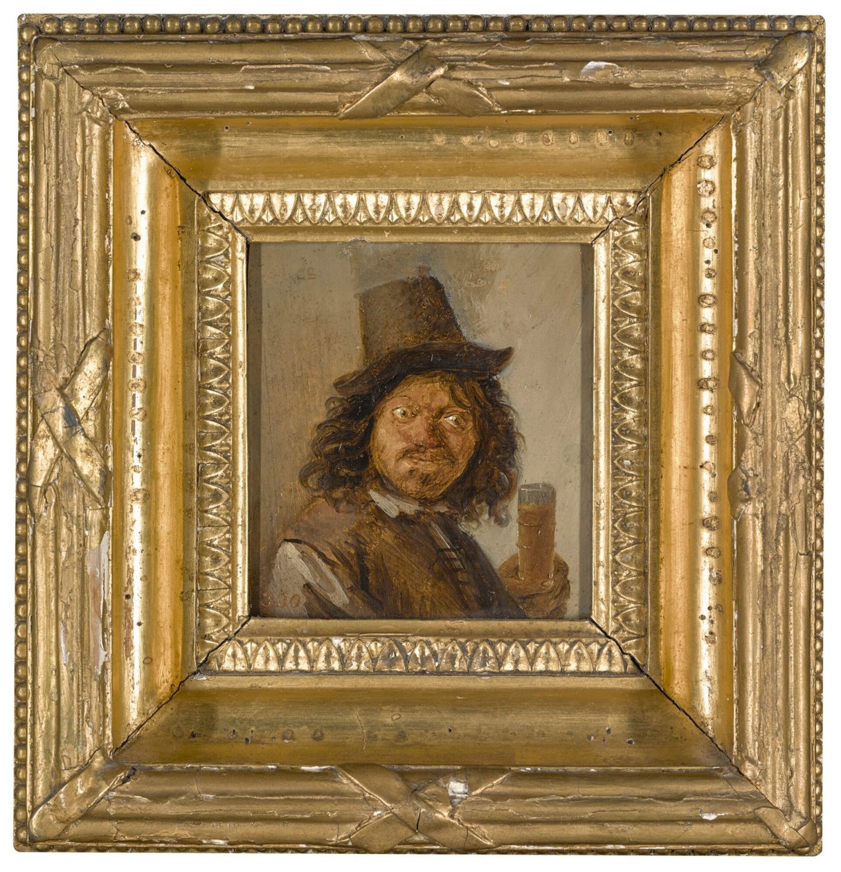 Portræt af en mand, der holder om en drink af Joos van Craesbeeck
