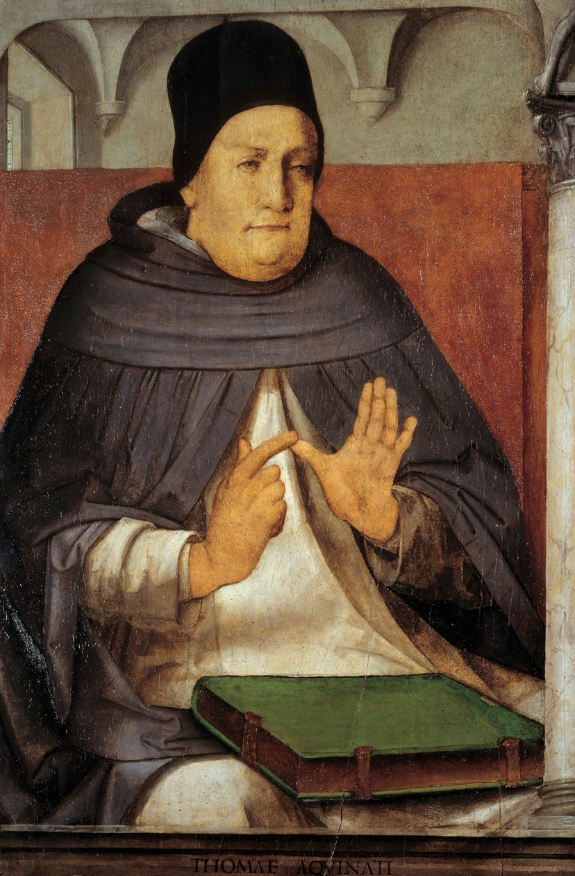 Repræsentation af Sankt Thomas Aquinas (1225-1274) Doktor i kirken Maleri på træ af Juste de Ghent (Joos van Wassenhove) (omkring 1435-omkring 1475) (ec.flam.) 1400-tallet søn. 1,14x0,76 m af Joos van Gent (fl.1460 75)