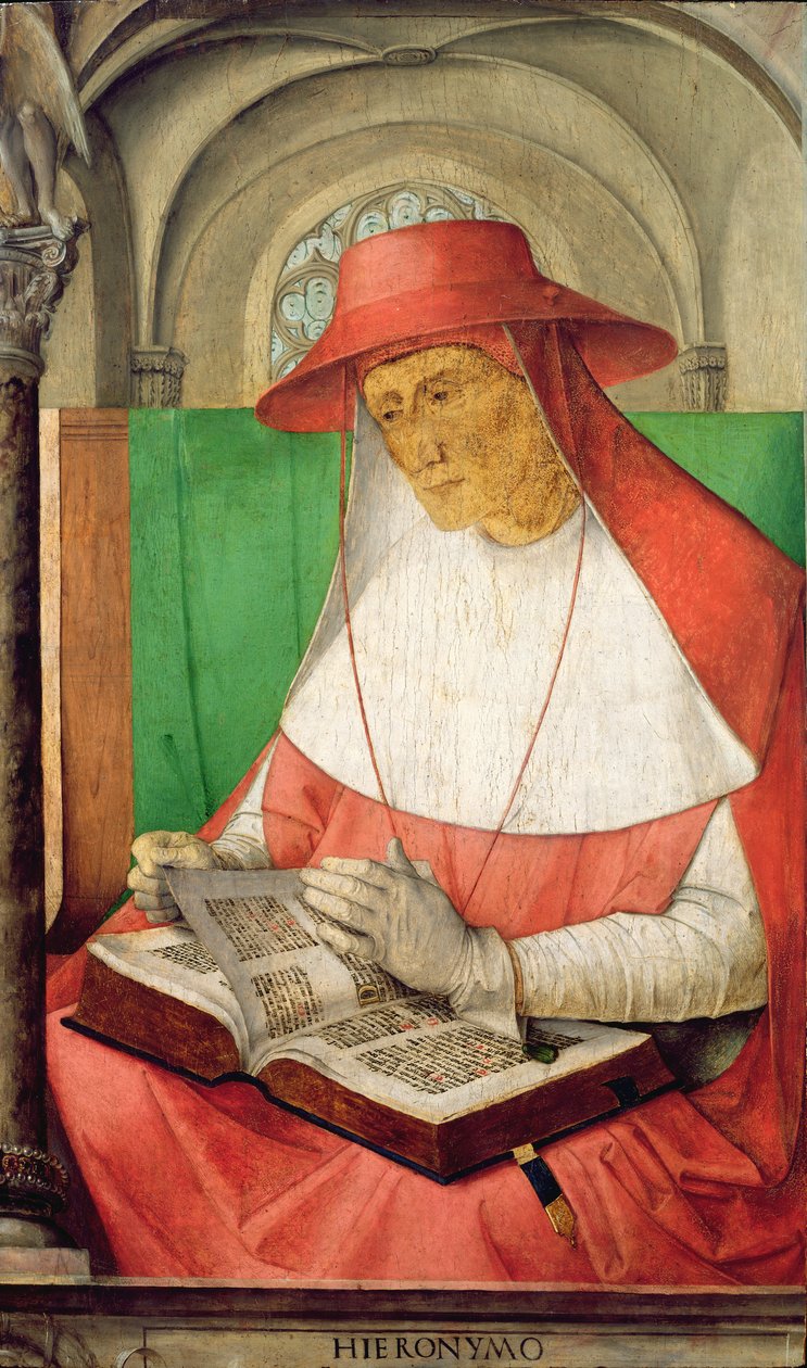 Portræt af Sankt Hieronymus (347-420) ca. 1475 (panel) af Joos van Gent
