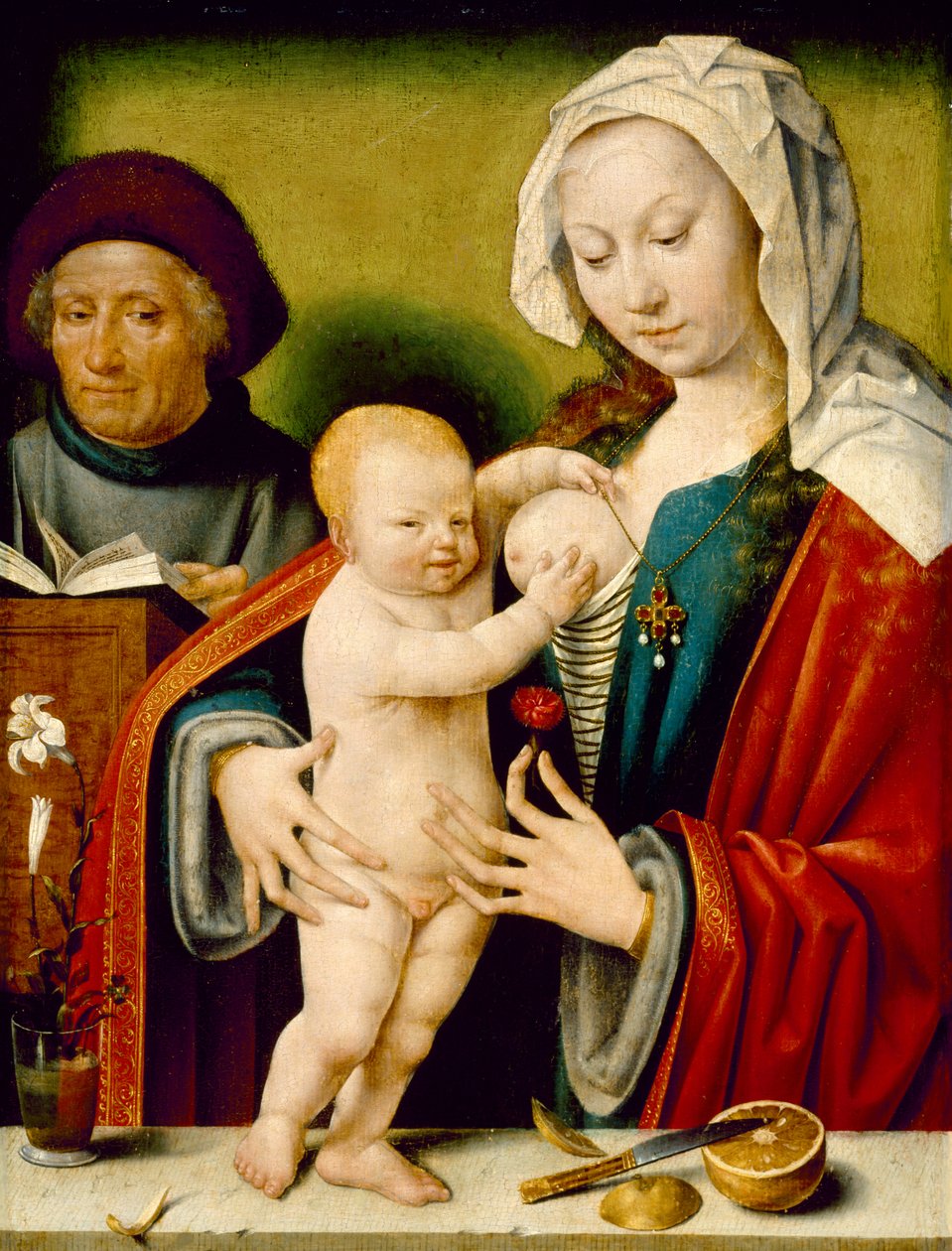 Den hellige familie af Joos van and workshop Cleve