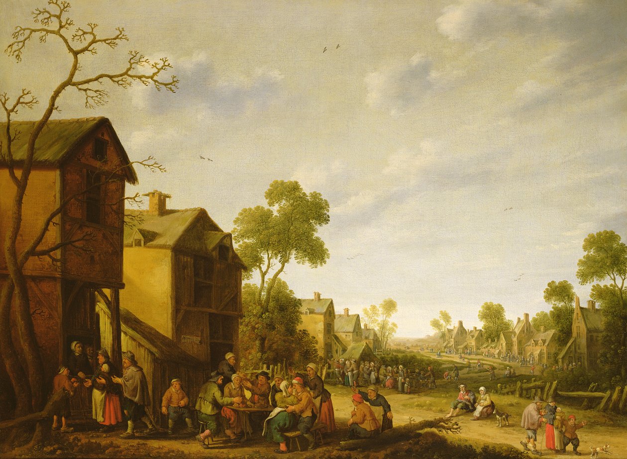 En landsbygadescene, 1600-tallet af Joost Cornelisz. Droochsloot