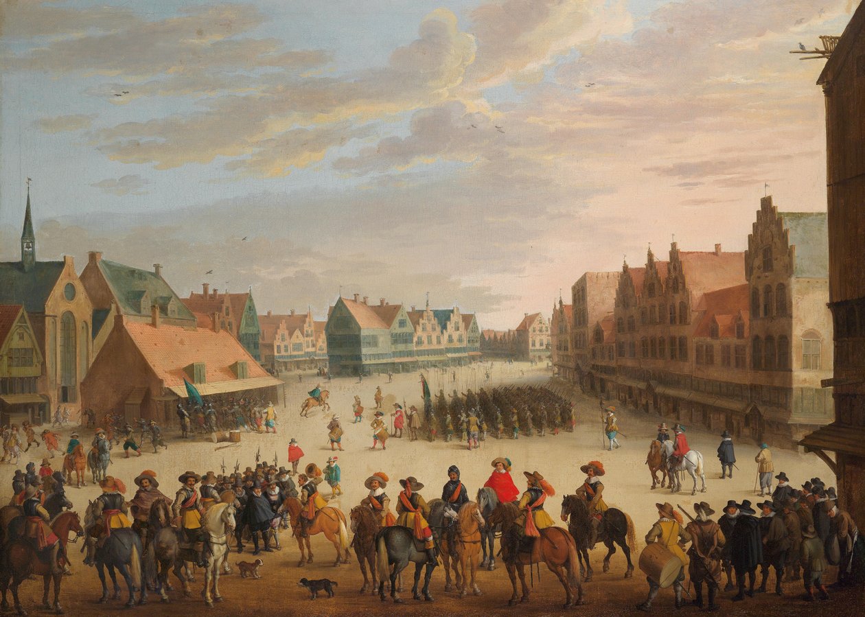 Prins Maurice af Orange afskedigede lejesoldaterne på Neude Square i Utrecht den 31. juli 1618 af Joost Cornelisz. Droochsloot