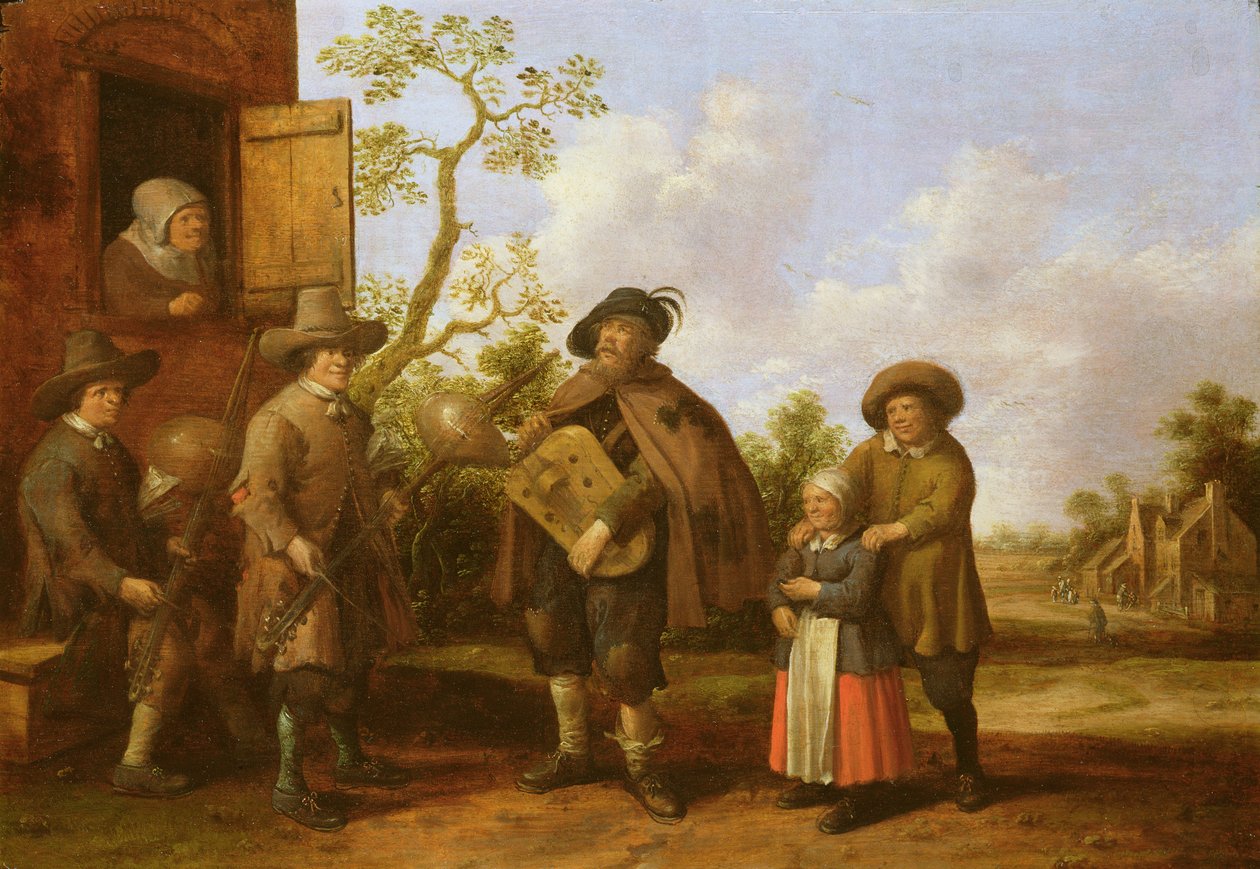 Landsby med musikere, 1659 af Joost Cornelisz. Droochsloot