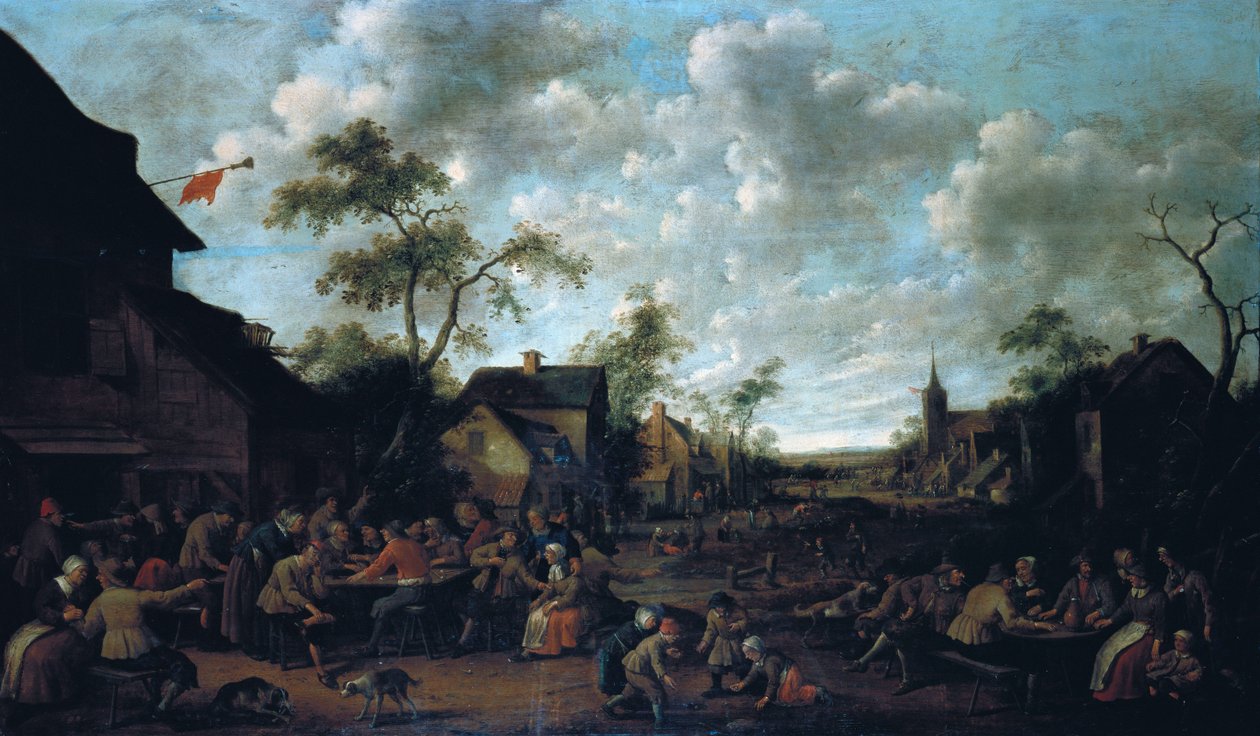 Bønder fester i en landsby, 1661 af Joost Cornelisz. Droochsloot