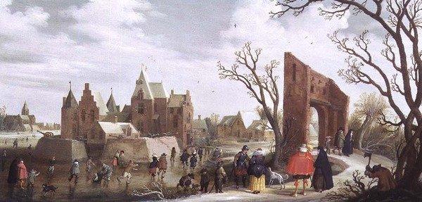 Skatere i et vinterlandskab af Joost Cornelisz. Droochsloot