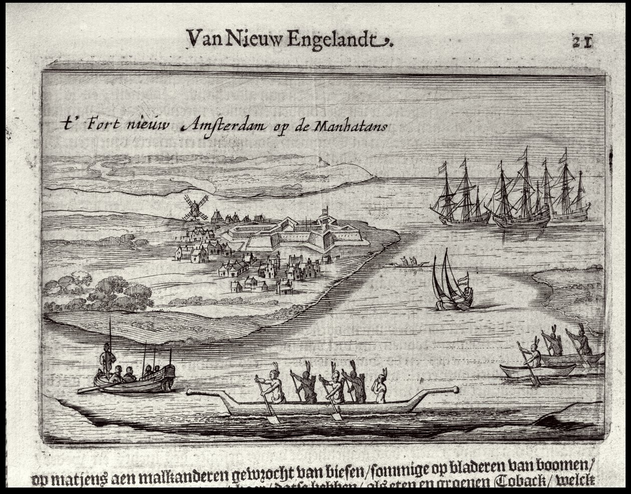 Udsigt over New Amsterdam, 1626-28 (kobberstik) af Joost Hartgers
