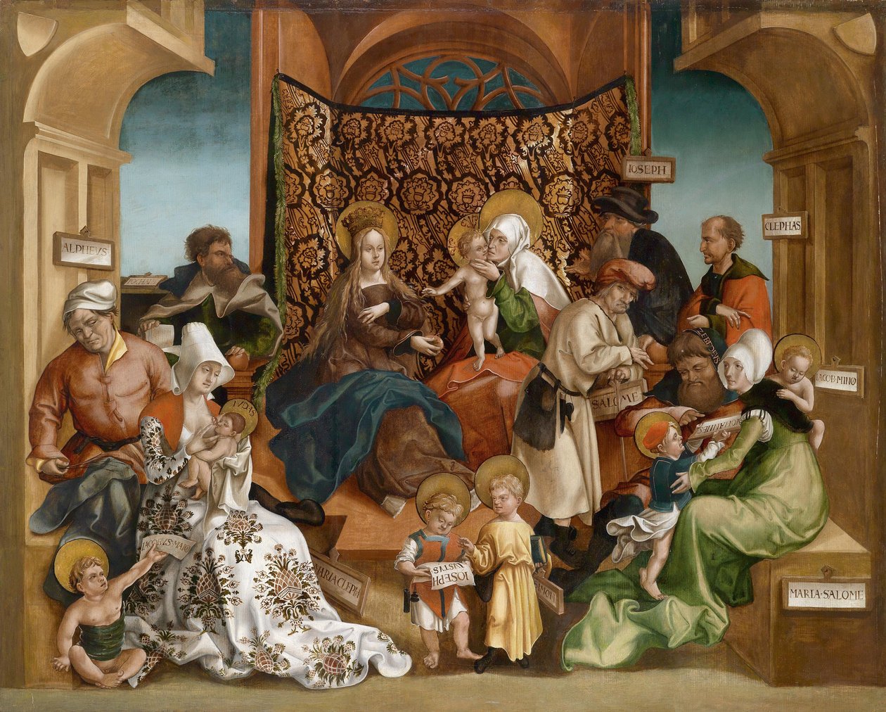 Sainte Parente (hele Marias familie) - Det hellige slægtskab - Maleri af Jorg (Joerg) Breu, den yngre (1510-1547) - Olie på træ - 106x132,5 - Privat samling af Jorg II Breu