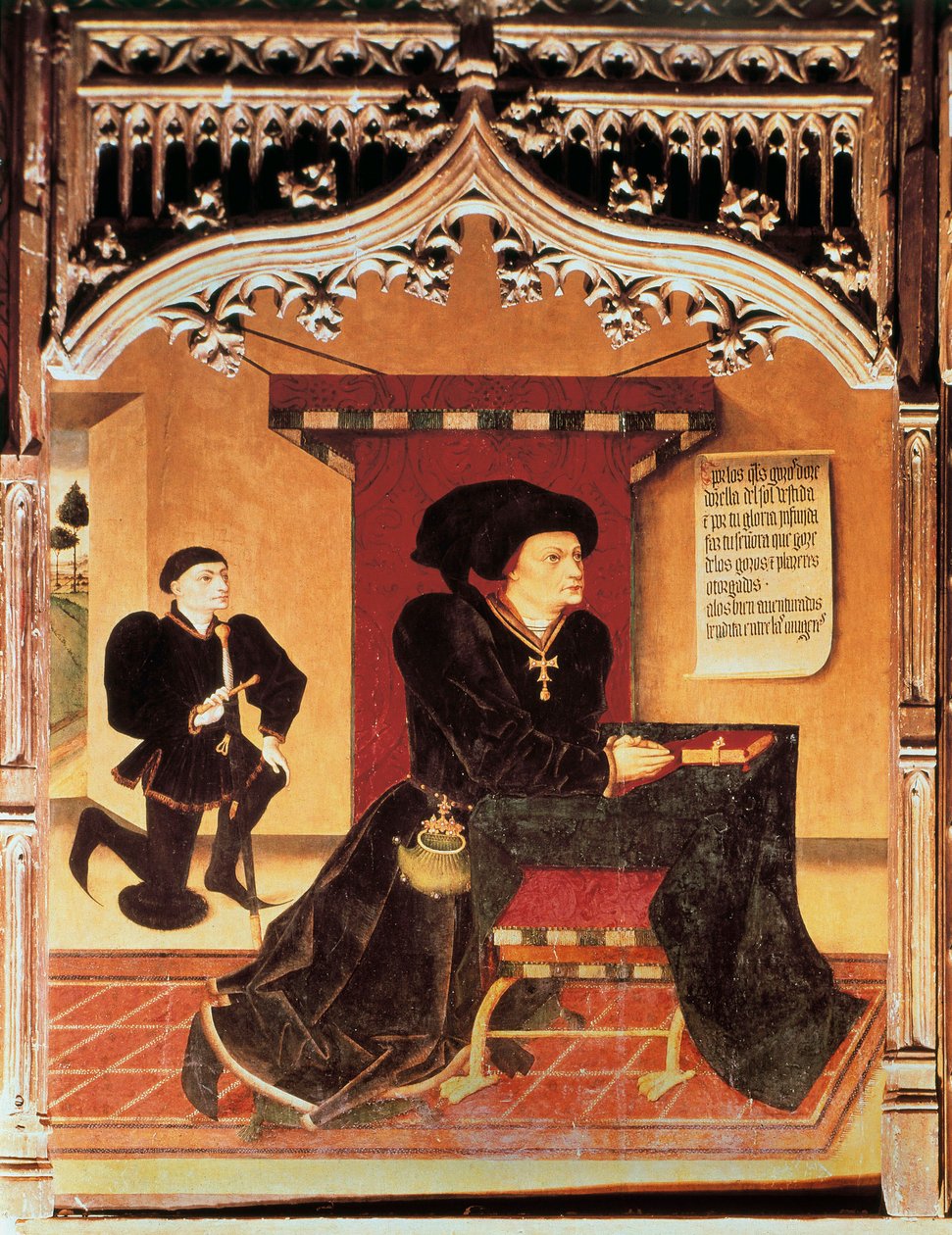 Portræt af Inigo Lopez de Mendoza, markis af SANTILLANA (1398-1458), spansk lyrisk digter. Samling af de spanske hertuger. Maleri af Jorge INGLES (1400-tallet) af Jorge Ingles