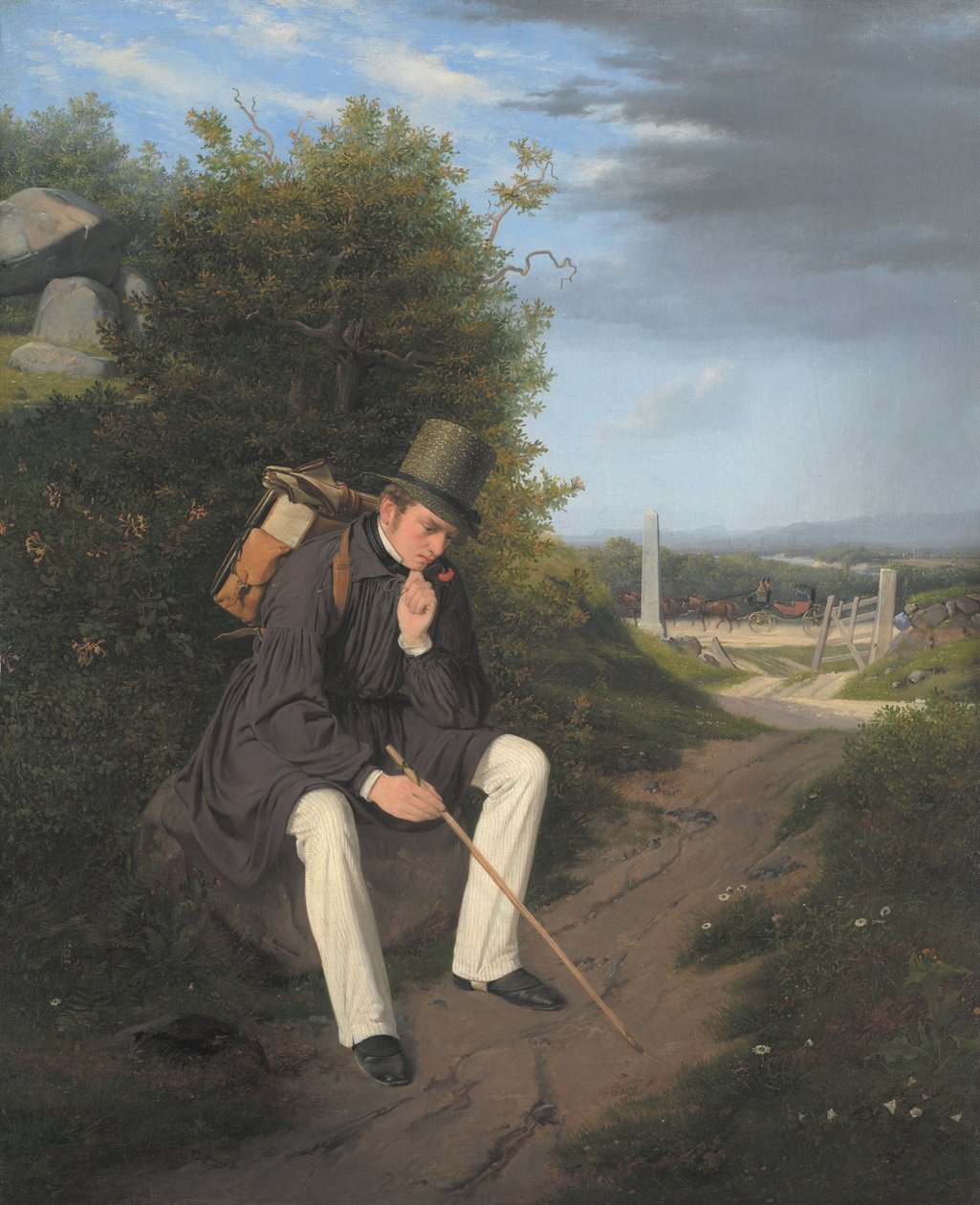 En kunstner hviler sig i vejkanten af Jorgen Roed