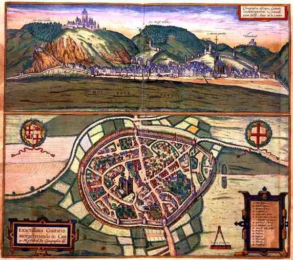 Kort over Cochen, fra "Civitates Orbis Terrarum" af Georg Braun (1541-1622) og Frans Hogenberg (1535-90) af Joris (after) Hoefnagel