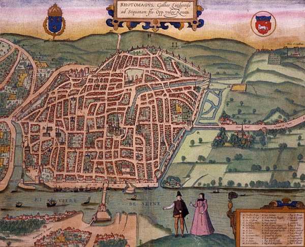 Kort over Rouen, fra 