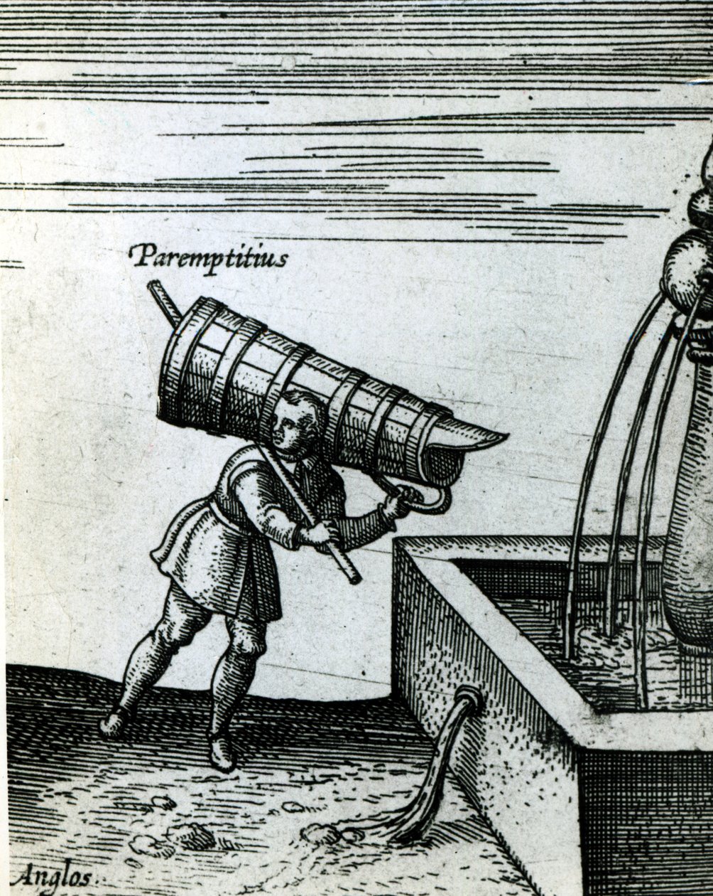 En lærling henter vand fra et springvand (detalje af 105365) af Joris Hoefnagel