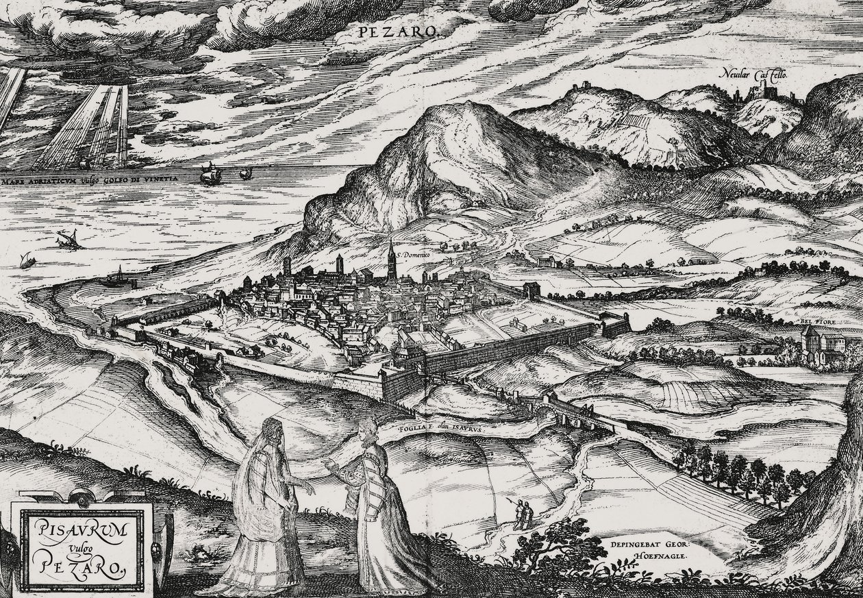 Byen Pesaro, gravering af Joris Hoefnagel (1542-1601) af Joris Hoefnagel