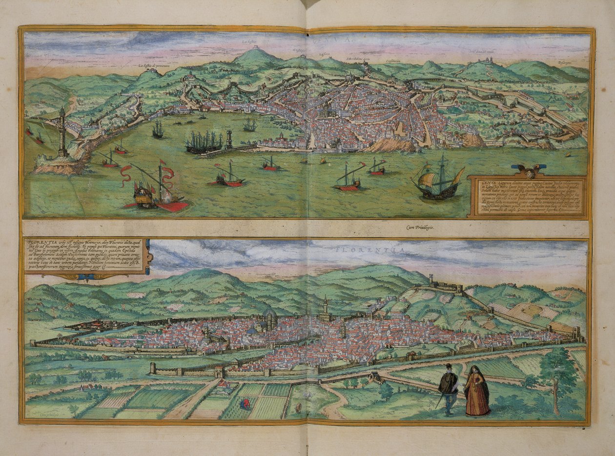 Kort over Genova og Firenze, fra 