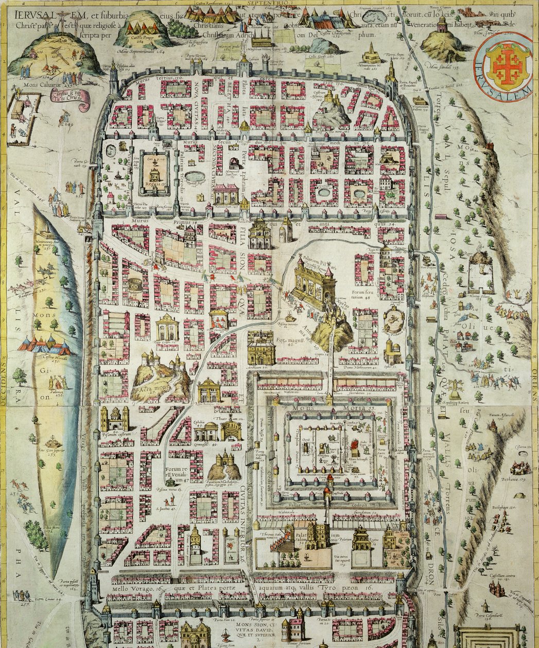 Kort over Jerusalem og det omkringliggende område, fra 